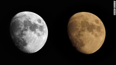 The image of the right is the moon before black and white editing.