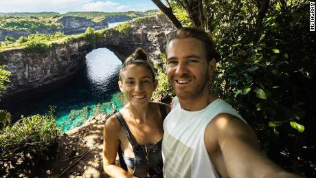 Jolie King and Mark Firkin in Indonesia in a picture posted on Instagram on April 24, 2018.