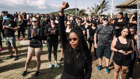 Women march on September 7 in Durban against gender-based violence.