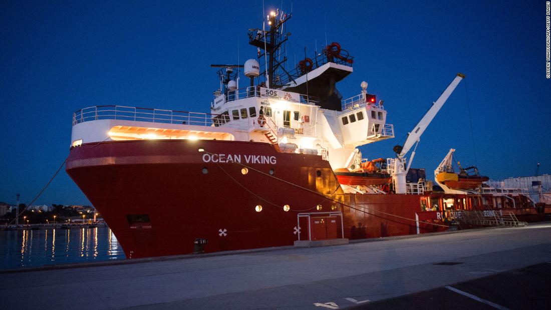 The migrant rescue ship Ocean Viking, pictured in Marseille harbor on August 4, 2019.