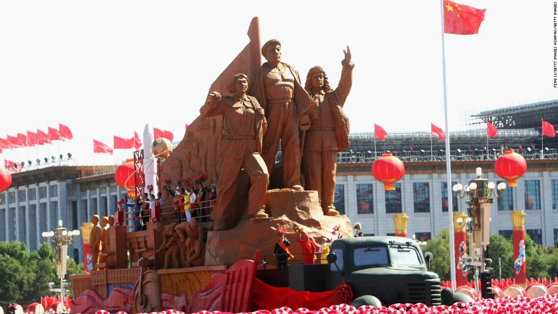 A float takes part in a parade to celebrate the 60th anniversary of the founding of the People&#39;s Republic of China on October 1, 2009 in Beijing.