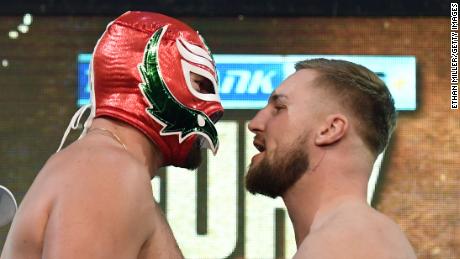 Tyson Fury wore a luchador, or Mexican professional wrestler, mask to the Thursday weigh-in with Otto Wallin.