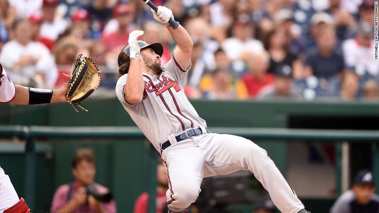 Braves player hit in face by fastball, taken to hospital