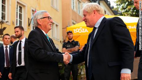 LUXEMBOURG, LUXEMBOURG - SEPTEMBER 16: European Commission President Jean-Claude Juncker greets British Prime Minister Boris Johnson at the European Commission Representation on September 16, 2019 in Luxembourg. British Prime Minister Boris Johnson is holding his first meeting with European Commission President Jean-Claude Juncker in search of a Brexit deal. (Photo by Francisco Seco - Pool/Getty Images)