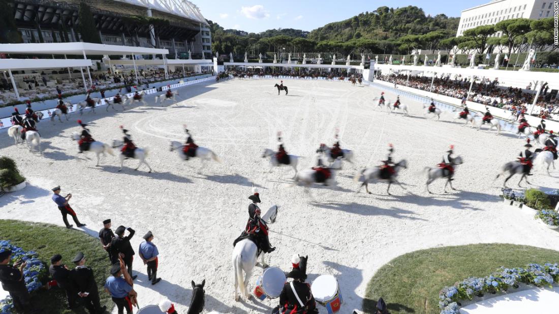 &lt;strong&gt;Rome: &lt;/strong&gt;Italy&#39;s famed Carosello IV Reggimento Carabinieri a Cavallo put on a display for the Global Champions Tour spectators in Rome. 