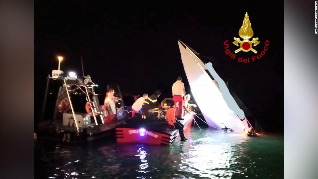 Italian emergency services said three bodies were recovered from the submerged cabin of the boat, which had crashed near the rocks of the Punta Sabbioni, off Venice.