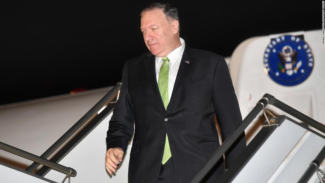 US Secretary of State Mike Pompeo steps off his plane on arrival this week at King Abdulaziz International Airport in Jeddah, Saudi Arabia.