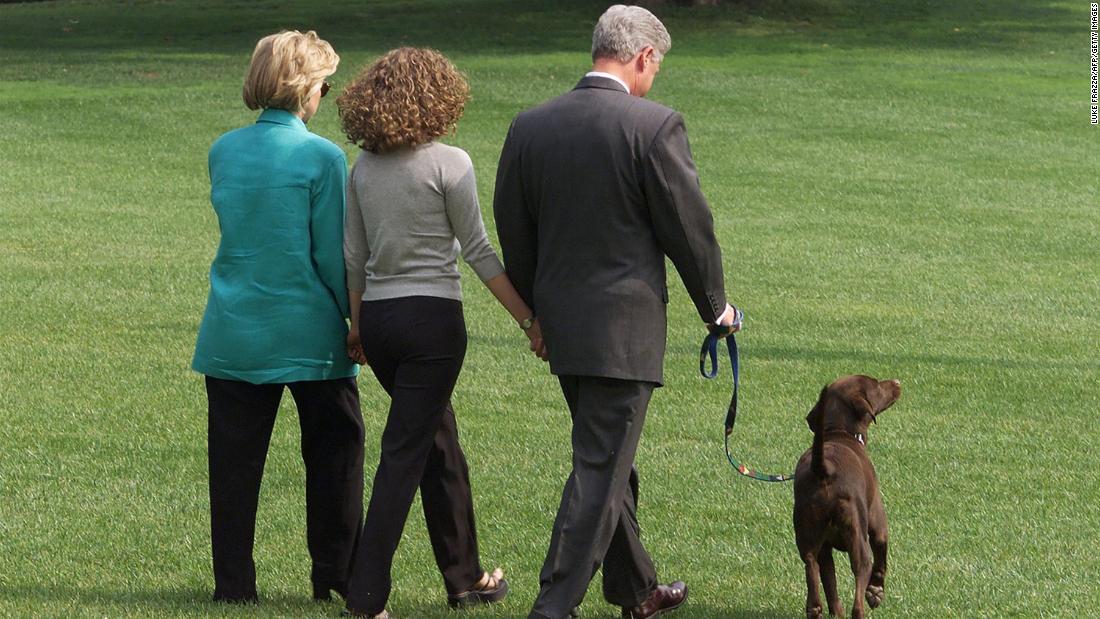 The Clintons and their daughter, Chelsea, depart the White House with their dog, Buddy, in August 1998. They were leaving for a two-week vacation at Martha&#39;s Vineyard. The day before, the President gave a televised address regarding his testimony to a federal grand jury in which he admitted to an inappropriate relationship with Monica Lewinsky.     