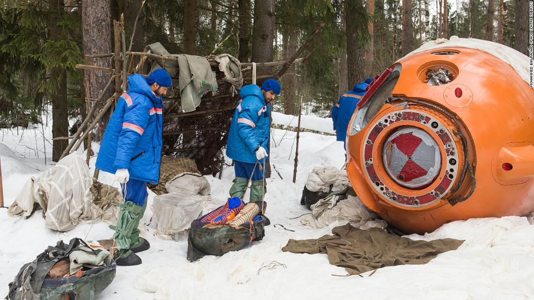 The astronauts are drilled on survival techniques in inhospitable climates for wherever they should land on re-entry.