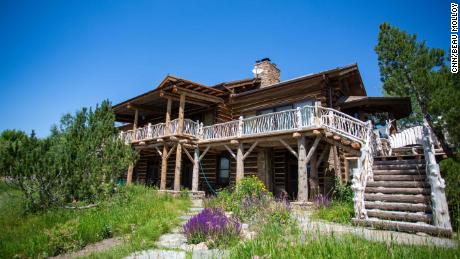 The back deck of Turner&#39;s house at the Flying D Ranch.