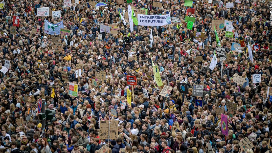 People rally in Hamburg, Germany.