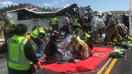 Some passengers suffered critical injuries during the crash. CNN has obscured parts of this image because the condition of the victims could not be verified. 