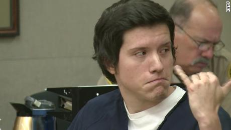 John T. Earnest gestures during his preliminary hearing in San Diego superior court. 