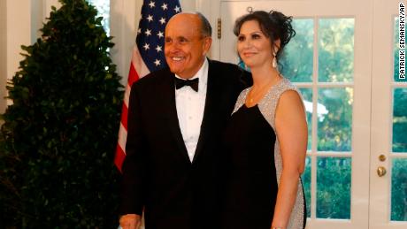 Rudy Giuliani and Maria Ryan arrive for a State Dinner at the White House.
