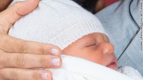 Archie Harrison appears with his parents during a photocall on May 8, 2019.