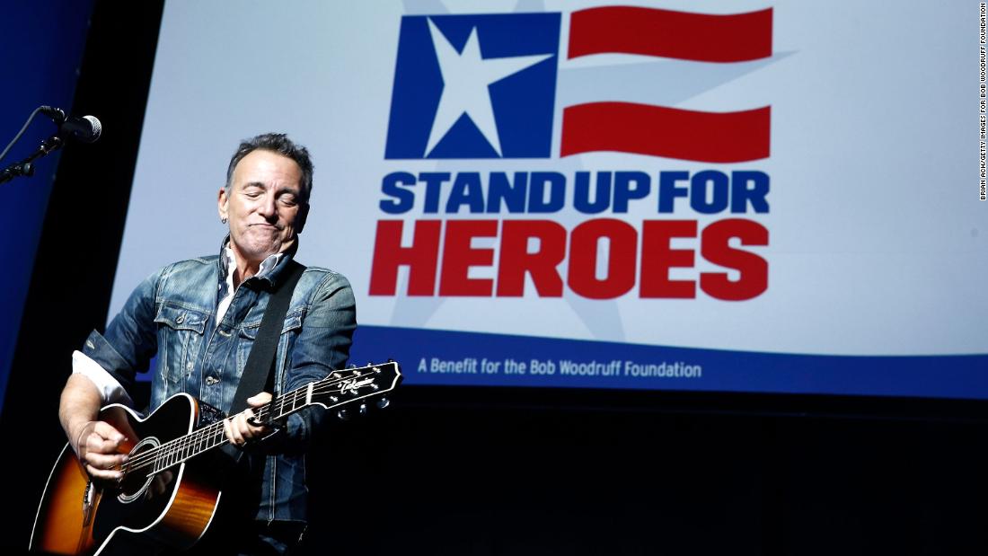 Springsteen performs at a 2018 Stand Up For Heroes event benefiting veterans at Madison Square Garden in New York City. 