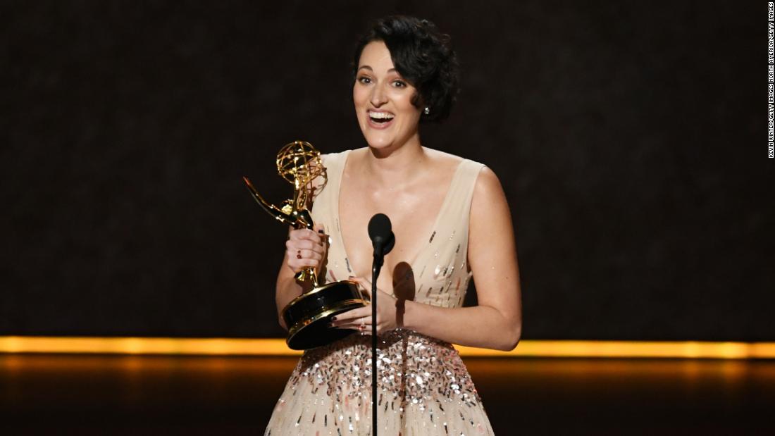 Phoebe Waller-Bridge accepts one of her three Emmys for Amazon's 'Fleabag' at the 71st Emmy Awards (Photo by Kevin Winter/Getty Images)