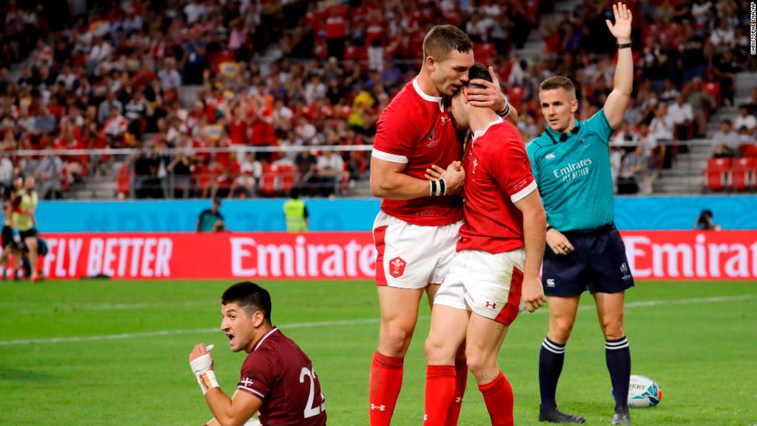 Wales celebrate after scoring yet another try against its opposition which proved it was more than capable of competing on a physical level. 
