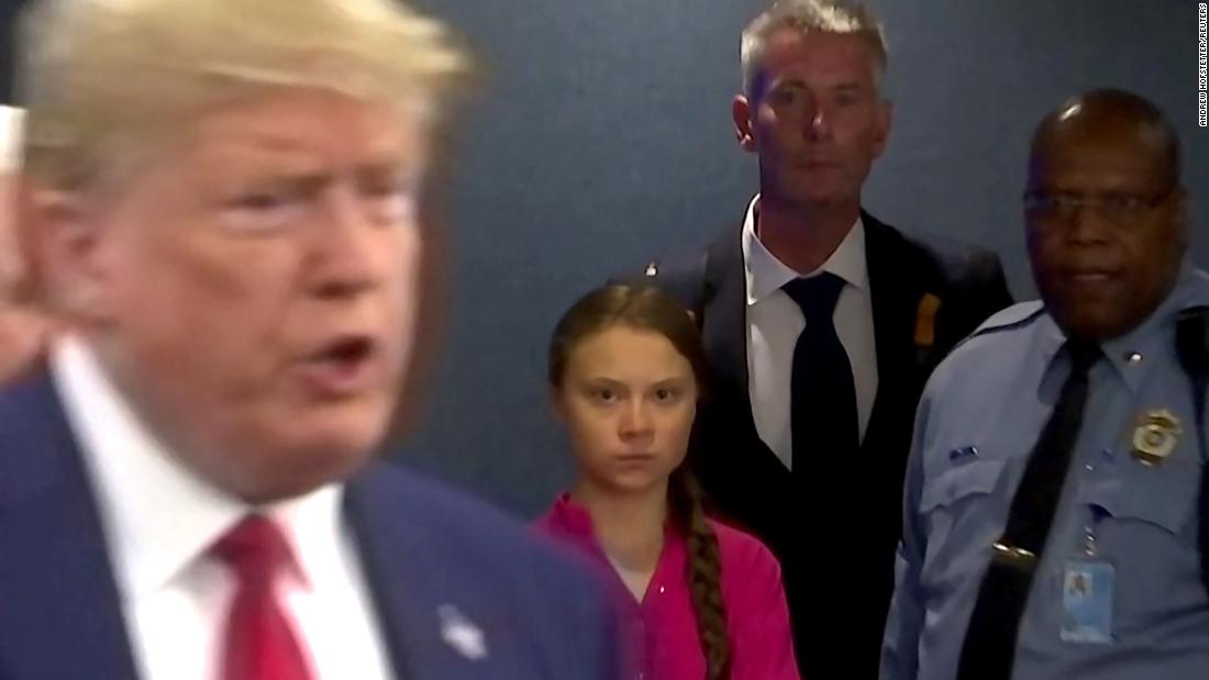 Swedish climate activist Greta Thunberg watches Trump as he enters the United Nations to speak with reporters in September 2019. Thunberg, 16, &lt;a href=&quot;https://www.cnn.com/2019/09/23/weather/greta-thunberg-unga-climate-speech-intl/index.html&quot; target=&quot;_blank&quot;&gt;didn&#39;t mince words&lt;/a&gt; as she spoke to world leaders during the UN Climate Action Summit. She accused them of not doing enough to mitigate climate change: &quot;For more than 30 years, the science has been crystal clear. How dare you continue to look away?&quot; &lt;a href=&quot;https://www.cnn.com/2019/09/24/politics/trump-greta-thunberg-climate-change-trnd/index.html&quot; target=&quot;_blank&quot;&gt;Trump later mocked Thunberg on Twitter.&lt;/a&gt;