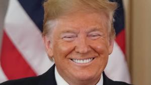 US President Donald Trump smiles during a press conference with Australian Prime Minister Scott Morrison in the East Room of the White House in Washington, DC, on September 20, 2019. (Photo by ALEX EDELMAN / AFP) (Photo credit should read ALEX EDELMAN/AFP/Getty Images)