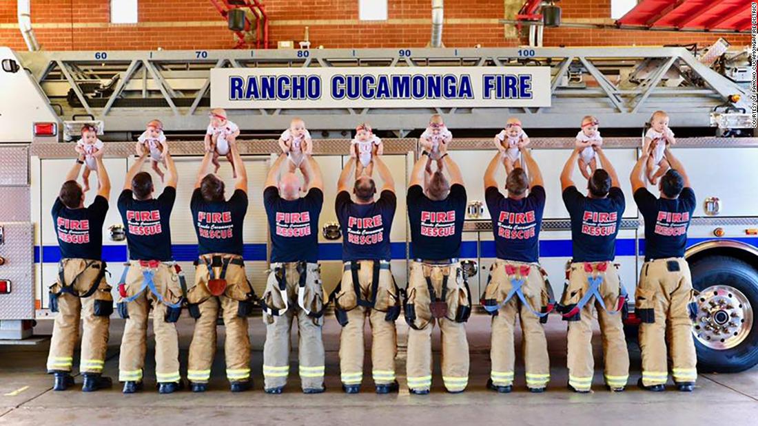 Between March and July, nine babies were born to firefighters in the Rancho Cucamonga Fire District.