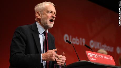 Labour leader Jeremy Corbyn speaks on stage in Brighton shortly after the Supreme Court judged the prorogation of Parliament to be unlawful.