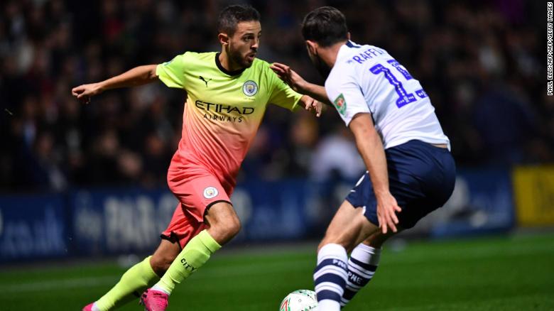 Manchester City&#39;s Portuguese midfielder Bernardo Silva played in the 3-0 win over Preston on Tuesday.