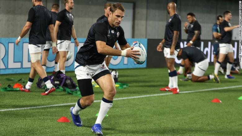 Blaine Scully trains ahead of USA&#39;s Rugby World Cup game against England. 