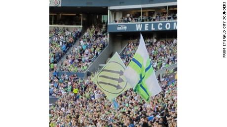 The Iron Front flag at a Seattle Sounders game.