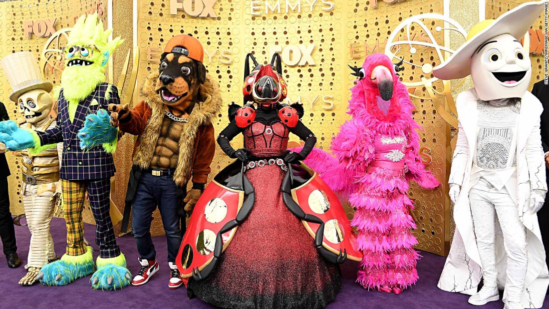 "The Masked Singer" mascots attend the 71st Emmy Awards Sunday in Los Angeles.