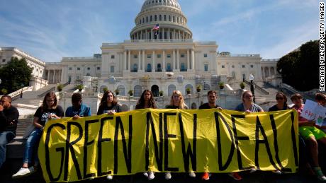 Students and activists march to the US Capitol during the Global Climate Strike in Washington, DC on September 20, 2019.