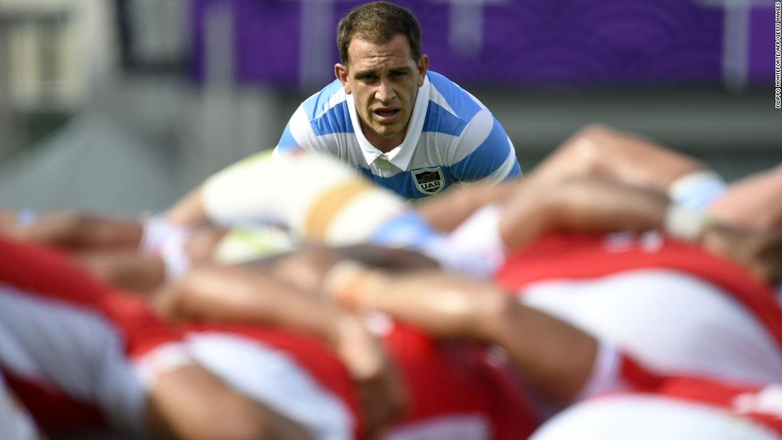 Argentina&#39;s fly-half Benjamin Urdapilleta looks on during his side&#39;s 28-12 win over Tonga at the Hanazono Rugby Stadium in Higashiosaka.