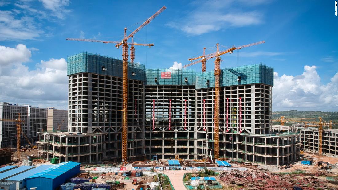 To the east of Sihanoukville, a new complex housing casinos and luxury condos is going up. Locals have nicknamed it "Chinatown".