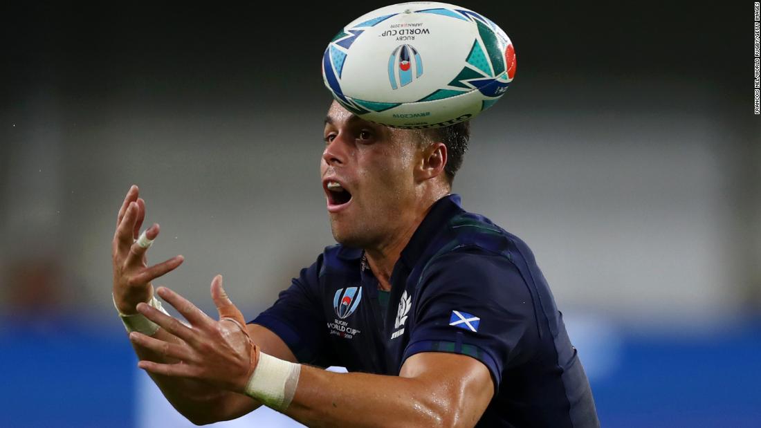 Sean Maitland fumbles the ball as Scotland chase a fourth try and a bonus point which could prove crucial at the business end of the pool stage.   