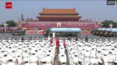 The JL-2 submarine missiles parade down Chang&#39;an Avenue in Beijing. 