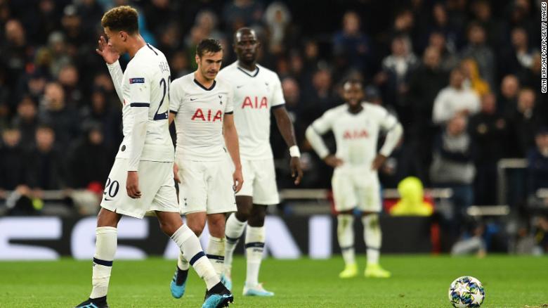 Tottenham players looked deflated after the humiliating defeat.