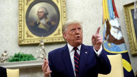 President Donald Trump speaks during a meeting with Finnish President Sauli Niinisto in the Oval Office of the White House, Wednesday, October 2, 2019.