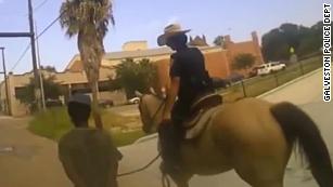 Mounted officer said &#39;this is gonna look really bad&#39; before leading an arrested man down the street in Galveston