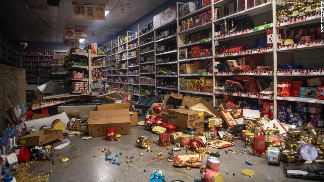 A store is in shambles after being vandalized by protesters.