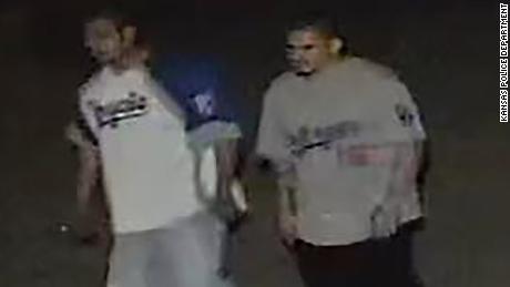 Kansas City police said this security camera image shows two suspects in the shooting.