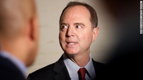 Rep. Adam Schiff (D-CA), Chairman of the House Select Committee on Intelligence Committee speaks at a press conference at the U.S. Capitol on Tuesday, October 8, in Washington.