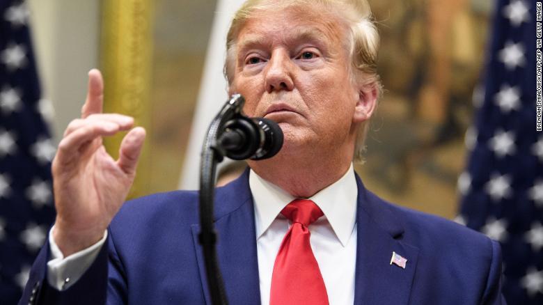 US President Donald Trump speaks during a signing of a US-Japanese trade agreement in the Roosevelt Room of the White House October 7, 2019, in Washington, DC.