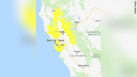 Pg And E Power Outage Map PG&E customers having power turned off in California to prevent 