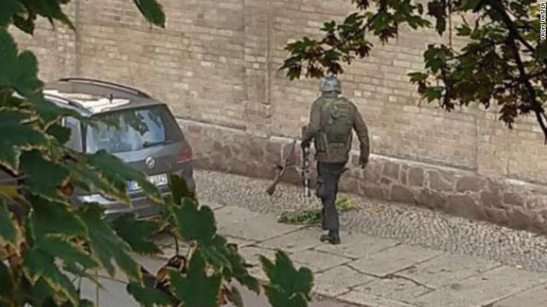 This image shared on social media shows the alleged shooter in Halle, Germany, on October 9, 2019.