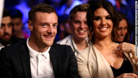 Rebekah Vardy, pictured in 2018 with her husband Jamie, is suing Coleen Rooney for libel.