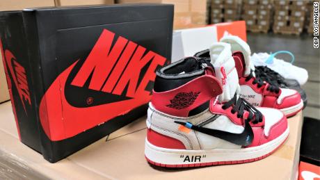 Counterfeit versions of iconic Nike shoes were seized by US Customs and Border Protection.