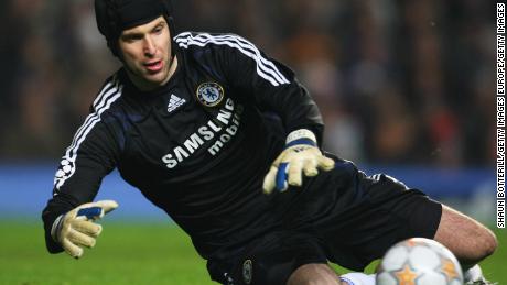 Petr Cech in action during the UEFA Champions League for Chelsea.