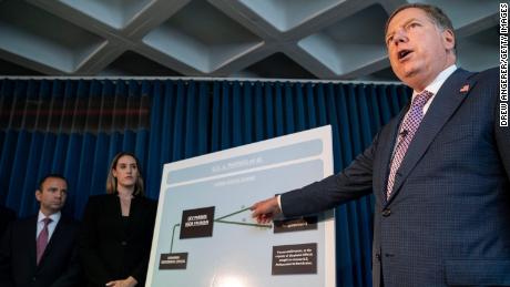 Geoffrey Berman, U.S. Attorney for the Southern District of New York, speaks during a press conference at the U.S. Attorneys office of  Southern District of New York on October 10, 2019 in New York City. 