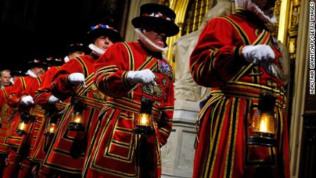The Yeoman of the Guard take part in the traditional &quot;ceremonial search&quot; in the Houses of Parliament.