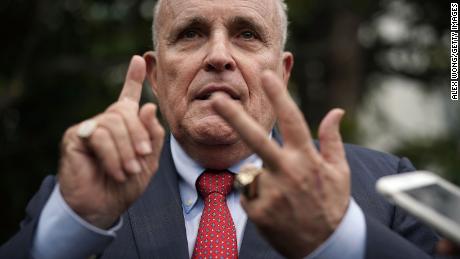 Rudy Giuliani, personal lawyer for President Donald Trump, speaks to members of the media at the White House  in May 2018 in Washington, DC. 